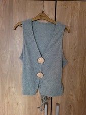 Ladies Sage Green Waistcoat Style Top With Seashells  Size XL