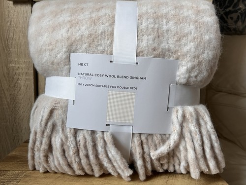 Natural gingham cosy throw 150 - natural,