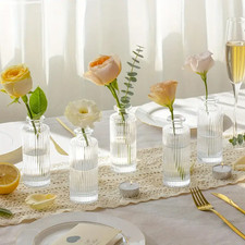 Set of 12 Glass Bud Vase, Small Milk Bottle Flower Vases Decorative Glass Clear