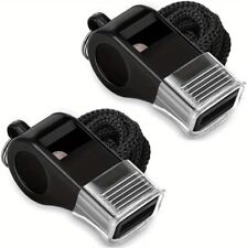 Whistle Referee Football Sports  Black Rope Keyring School Rugby (2 Pcs)