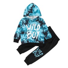 Kids Toddler Tracksuit Boys Tie-Dye Hooded Tops Pants 2Pcs Set Outfits Clothes