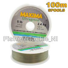 Maxima Ultragreen Fishing Line 100M Spools - Hi-Tensile Monofilament  2lb - 30lb