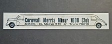 Vintage Car Caravan Window Peel On/Off Sticker CORNWALL MORRIS MINOR 1000 CLUB