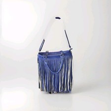 Blue Leather Womens Fringe