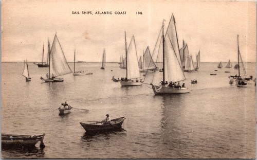 Vintage postcard sail ships - postcard,