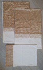 2 x Dunelm 'Art Deco' Style Cream/ Gold Single Duvet Covers & 4 Pillowcases