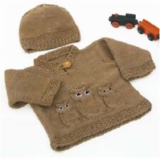 CS015 KNITTING PATTERN CHILDREN’S SWEATER AND HAT WITH LITTLE OWL 0-18 MONTHS