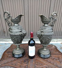 PAIR antique Spelter bronze