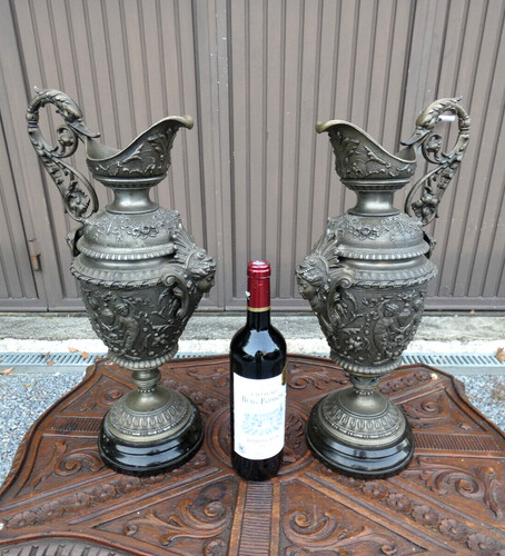 Pair antique spelter - pair,