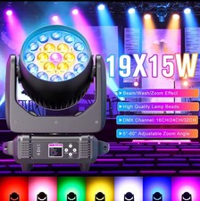 19x15W LED Zoom Moving Head Stage Light RGBW DMX Beam Wash Lighting DJ Disco