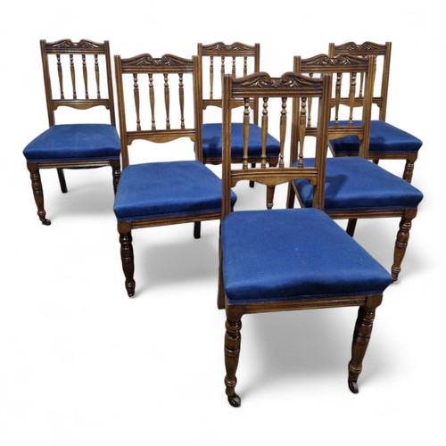 Antique walnut chairs set - of, 6