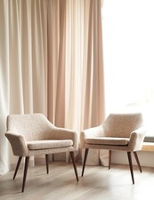 Vintage Pair Of Cocktail chairs white Orange polka Dot 1960 Restored 