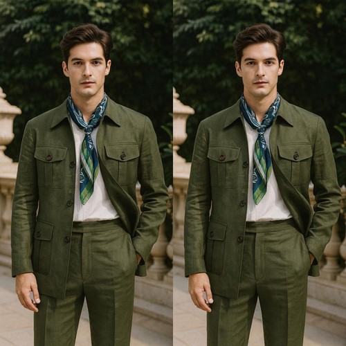 Green men linen - men's, safari