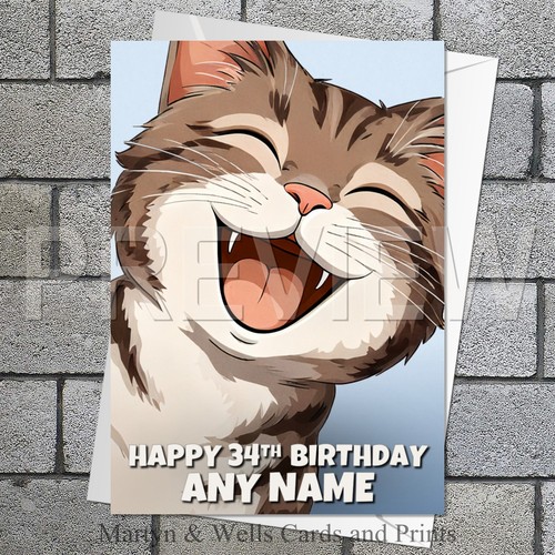 Tabby cat birthday - tabby, card.