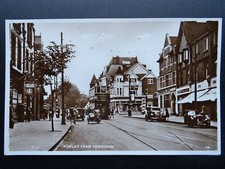 Croydon PURLEY Tram Terminus shows 3 WHEELER MORGAN / BSA c1930s RP Postcard