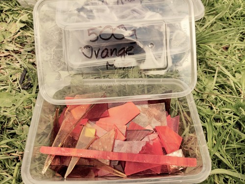 Orange stained glass offcuts - orange,