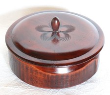 Japanese Wood Bowl with Lid Round Brown Lacquered Dia.17cm  6.69" Vintage