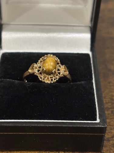 9ct yellow gold tigers eye - 9ct,