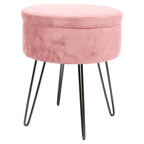 Round velvet storage - velvet, footstool