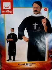 Smiffys Priest Costume Adult Size Medium Fancy Dress Priest Outfit Black