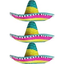 3 X MEXICAN SOMBRERO HAT MULTI