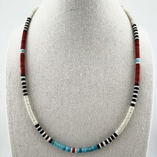 19” Santo Domingo Pueblo Multi Stone Heishi Necklace Native American Jewelry