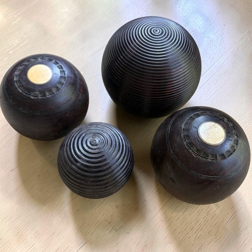 Antique lawn bowls lignum - antique,