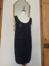Next Black All Over Sequin Pattern Sleeveless Dress. Deco 20s. Lined. Size 10