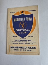 Mansfield Town V Peterborough United 28/3/1964 Programme No Writing/Staples