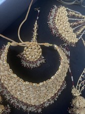 Gold Plated Indian Bridal Necklace Full Set. Brand New Never Worn In Box