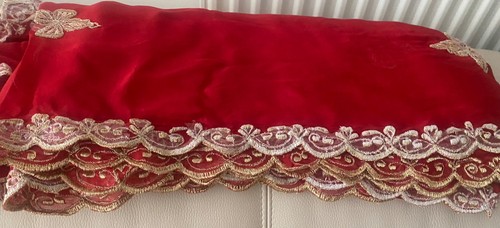 Embroidered red veil - red,