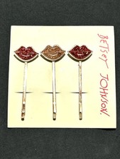 Betsey Johnson set of three lips hair clips