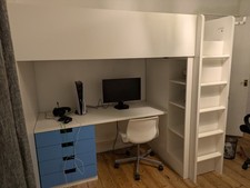 IKEA SMASTAD Loft Bed with Blue Colour Wardrobe/Desk/ Chest drawers/Shelves