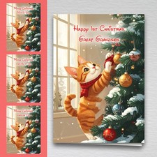 Cat Christmas Card for Kids