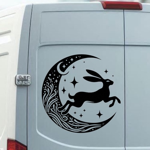 Leaping hare and - and, moon