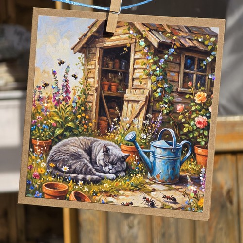 Grey cat flower blank - cat,
