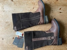 WRANGLER WOMENS KNEE LENGTH BOOTS UK SIZE 5 EU 38 BROWN SUEDE 1.5 INCH HEEL ZIP