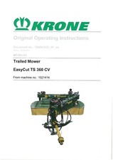 Krone Trailed Mower EasyCut TS 360 CV Operators Manual TS360CV