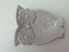 Beige Owl Shaped Ceramic Soap Dish 11x9 cm