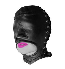 OPEN MOUTH HEAD FULL BONDAGE MASK COSPLAY GIMP ROLEPLAY SLAVE BDSM HARNESS MASK