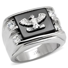 Mens Silver Eagle Ring Signet