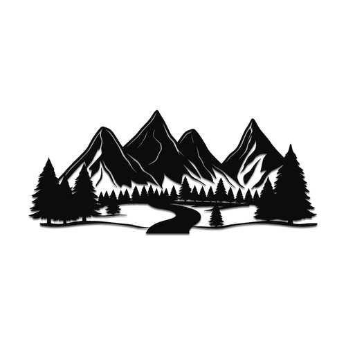 Mountains forest road decal - mountains,