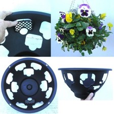 15" Large Easy Fill Plastic Hanging Baskets Garden Basket Black (Set of 2)