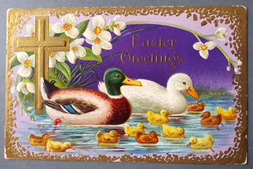 Postcard easter greetings - easter,
