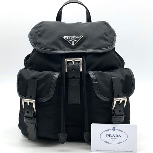 Prada black nylon - black, leather
