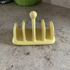 Vintage Yellow Ceramic Mail Holder/ Sorter Desk Organizer Non Branded 5 Slots