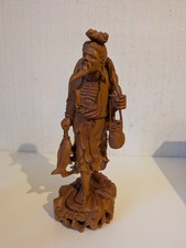 Vintage Large Wooden Chinese Fisherman