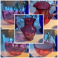 Vintage Cranberry ribbed glass