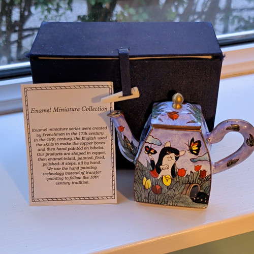 Enamel miniature teapot shaped - miniature, teapot-shaped