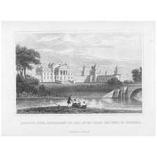OXFORDSHIRE View of Blenheim House - Antique Print c1840